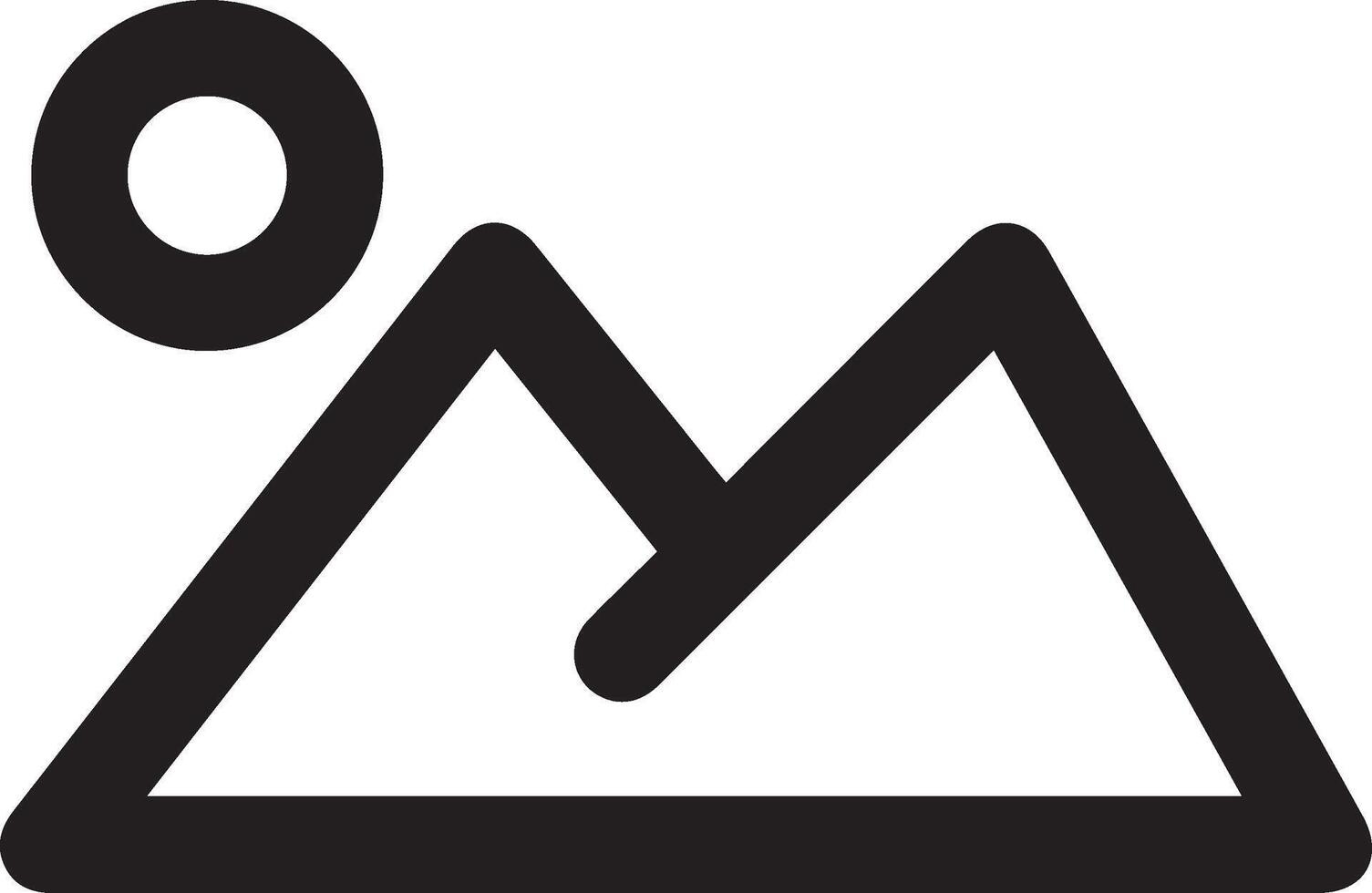 A black and white mountain icon clipart illustration vector