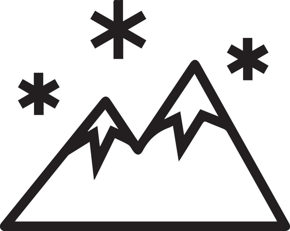 Winter icon with snowflakes and mountains vector