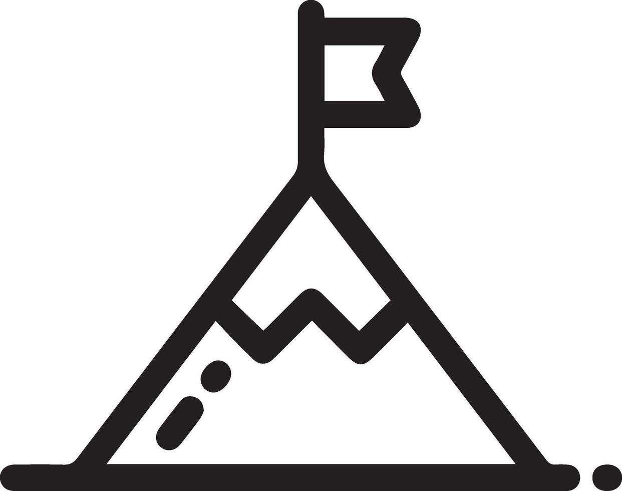 A mountain with a flag on top of it vector