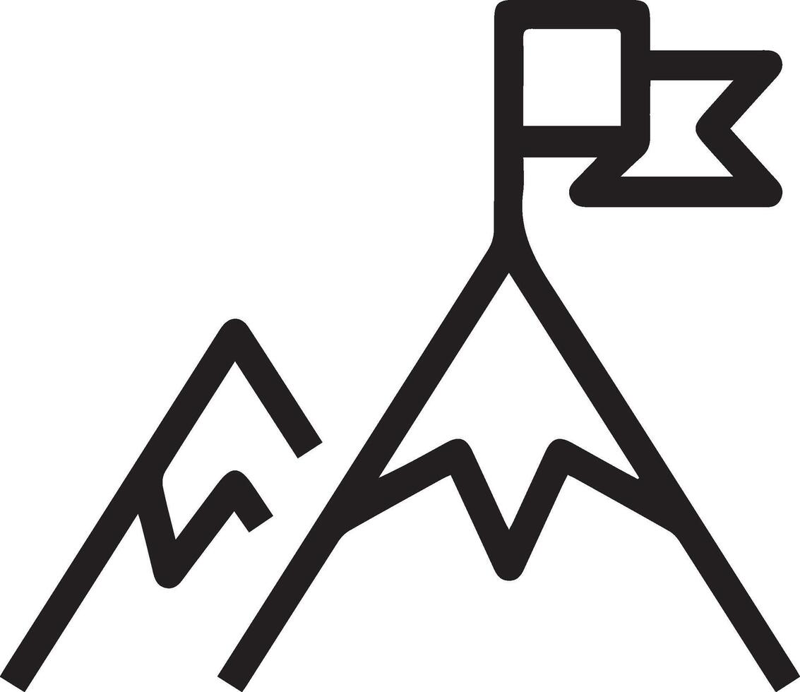 A mountain with a flag on top of it vector