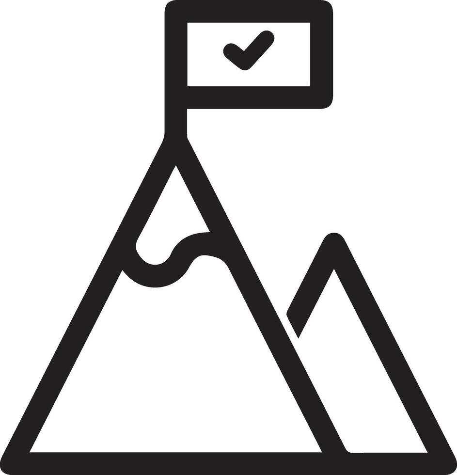 A mountain with a flag and a check mark on it vector