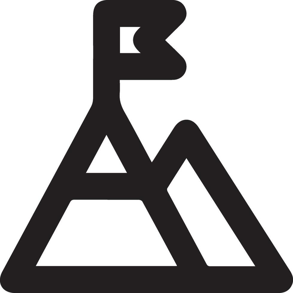 a mountain illustration is black and white with flag on the top vector