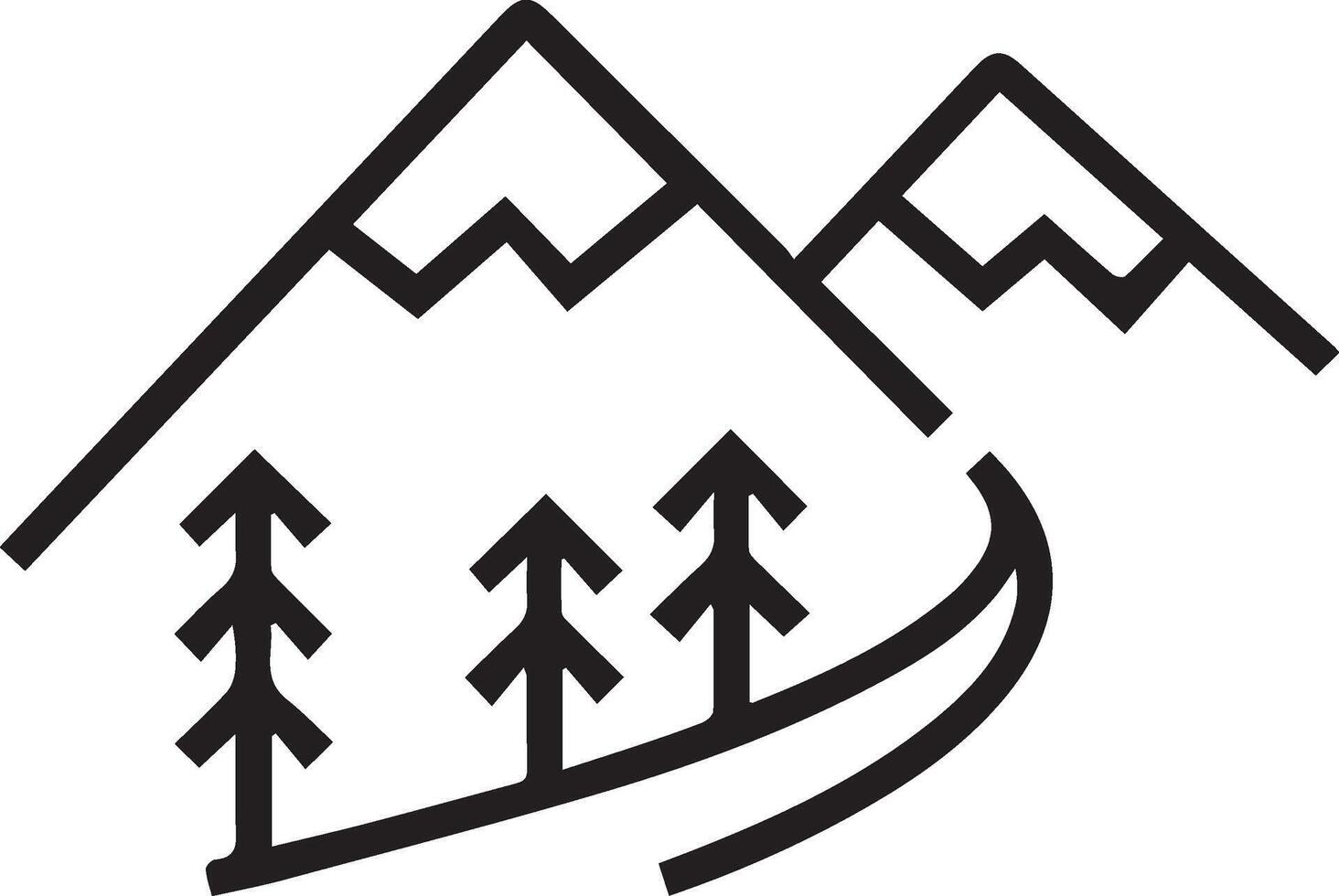 A mountain and trees with arrows vector