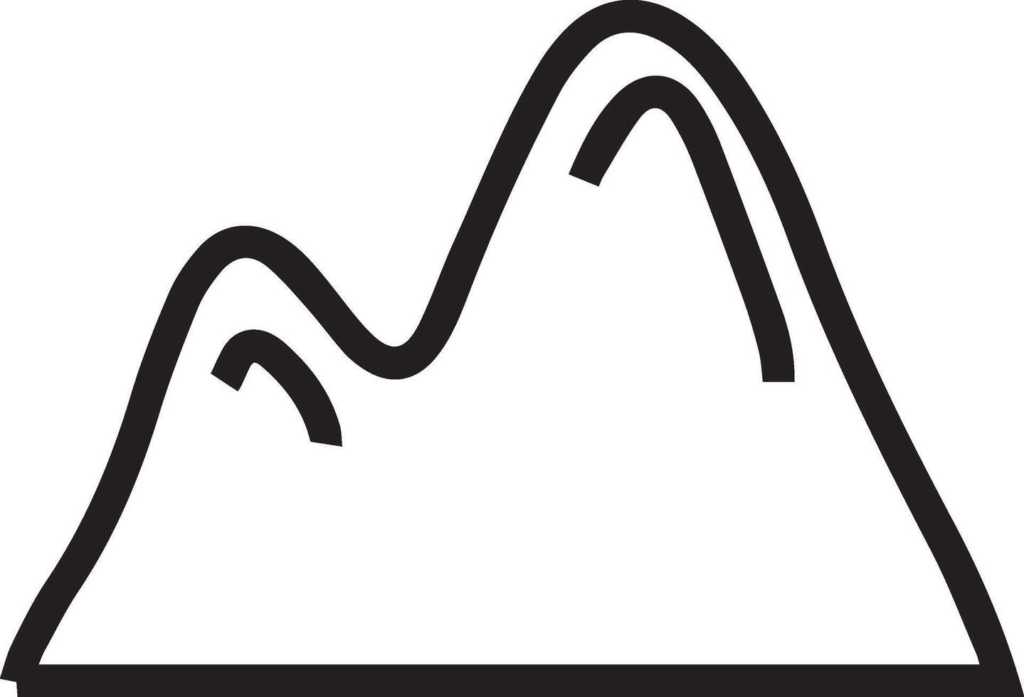 A mountain icon with a line drawing of a mountain vector