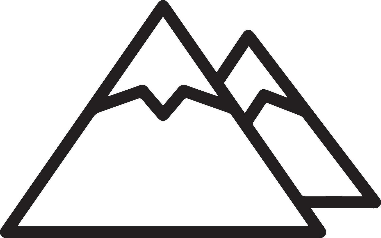 A mountain icon with two peaks vector