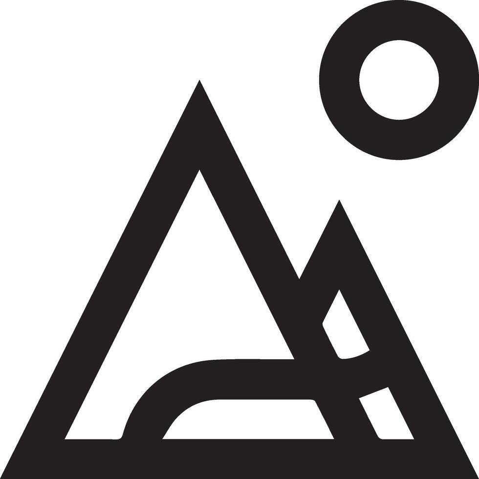 The logo for the mountain with a sun clipart illustration vector