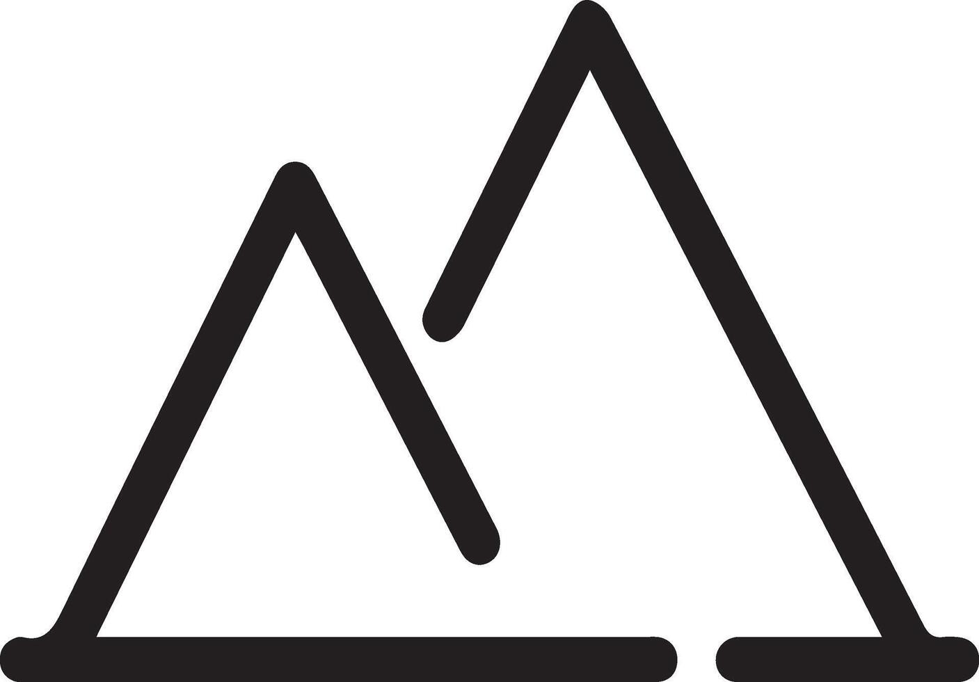 A mountain icon with a line drawn on it vector