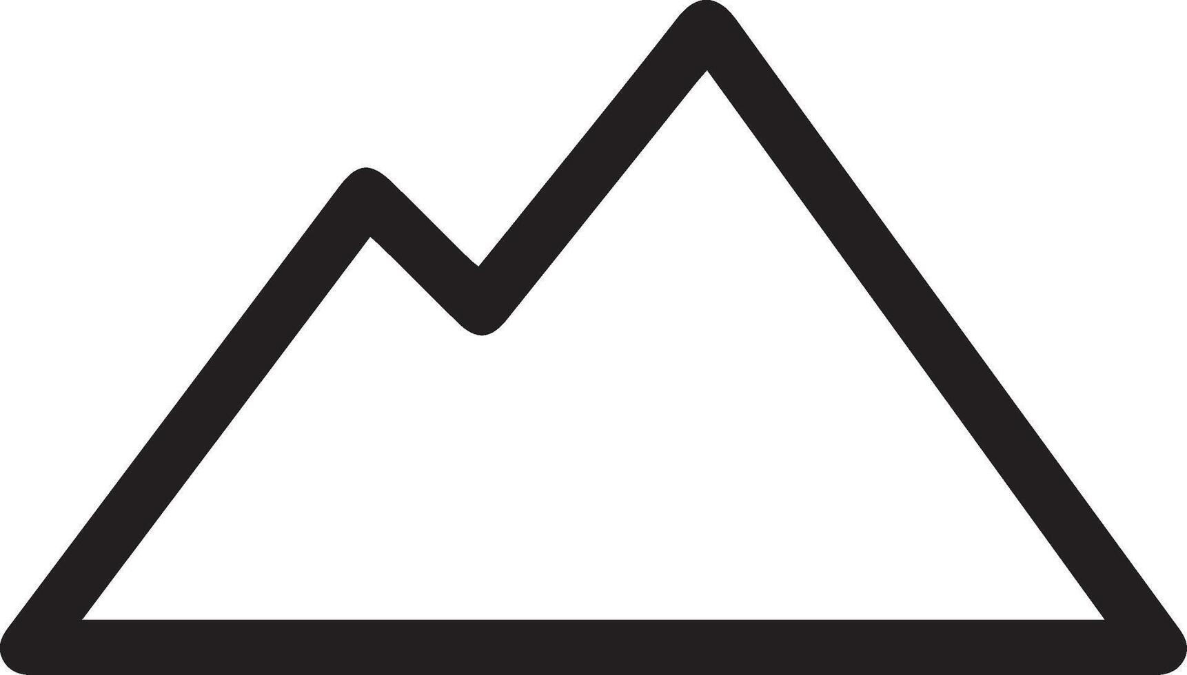 A mountain icon with a black outline vector