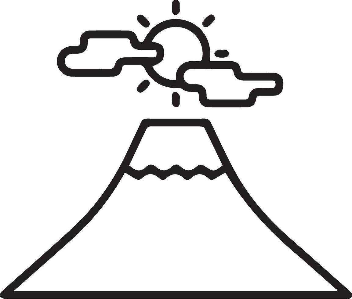 A mountain with clouds and sun on top vector