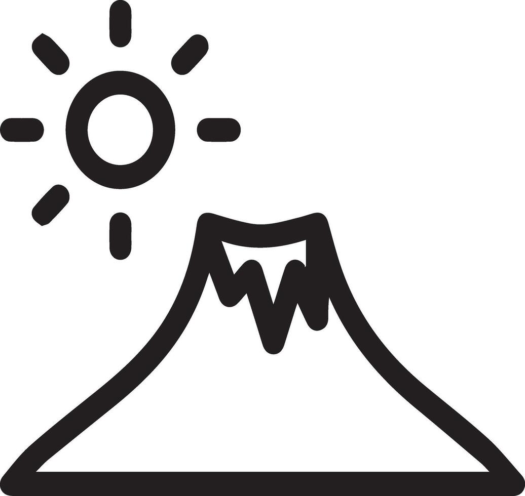 A black and white image of a mountain with a sun vector