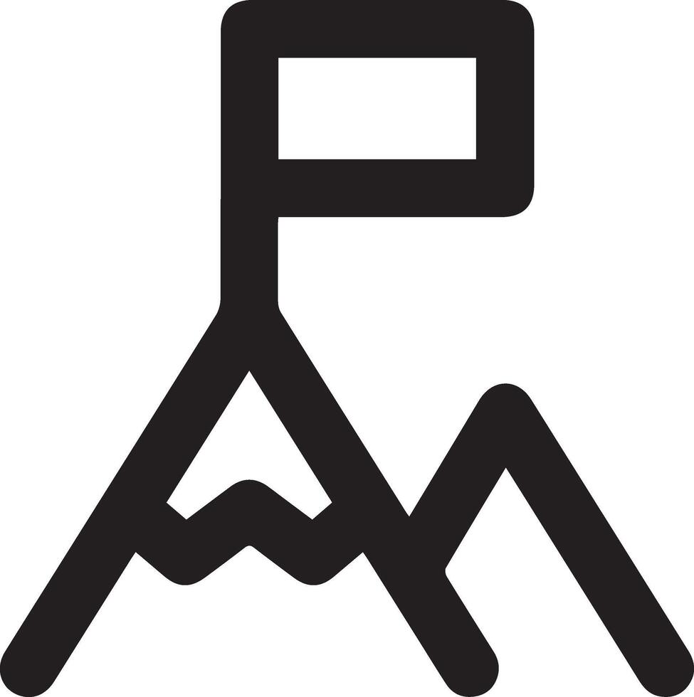 A black and white logo of a mountain with a flag vector