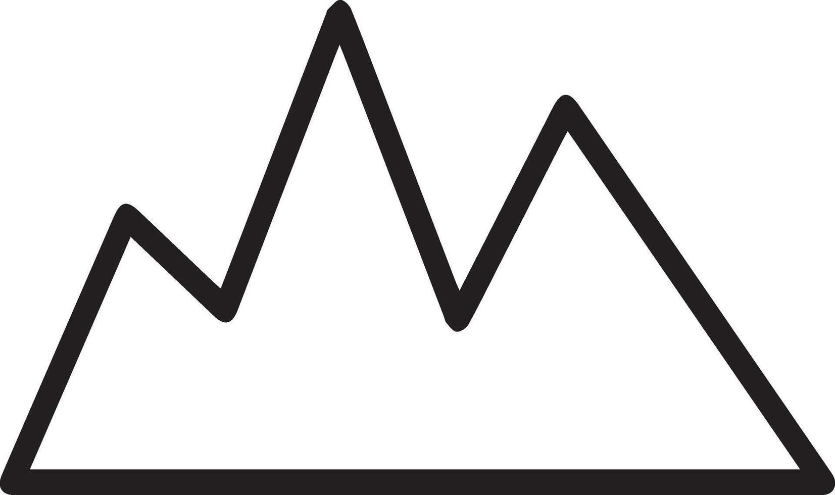 A mountain icon with a peak in the middle vector
