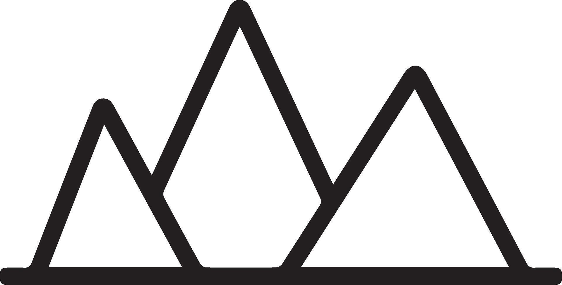 A mountain icon with three peaks vector