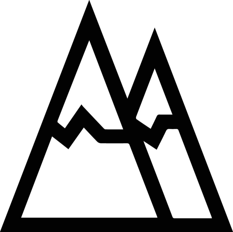Mountain clipart icon illustration on black and white vector