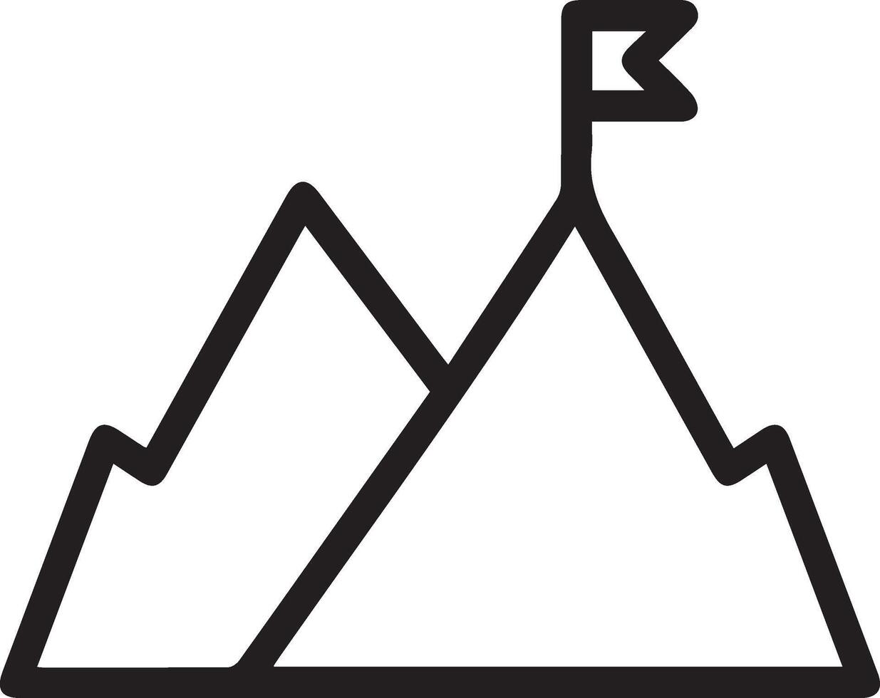 Mountain icon with flag on top of a mountain vector