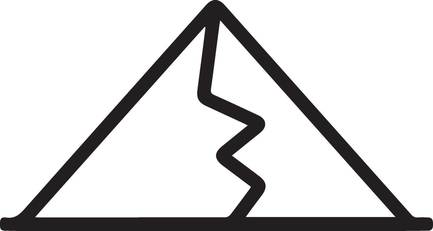 A black and white image of a triangle with a broken line vector