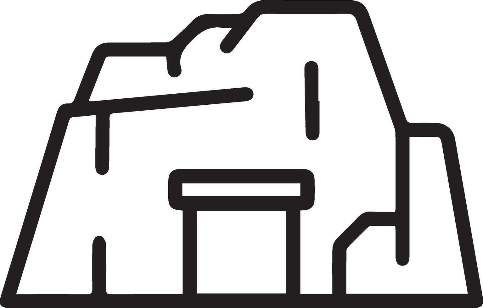 A black and white image of a mountain house vector