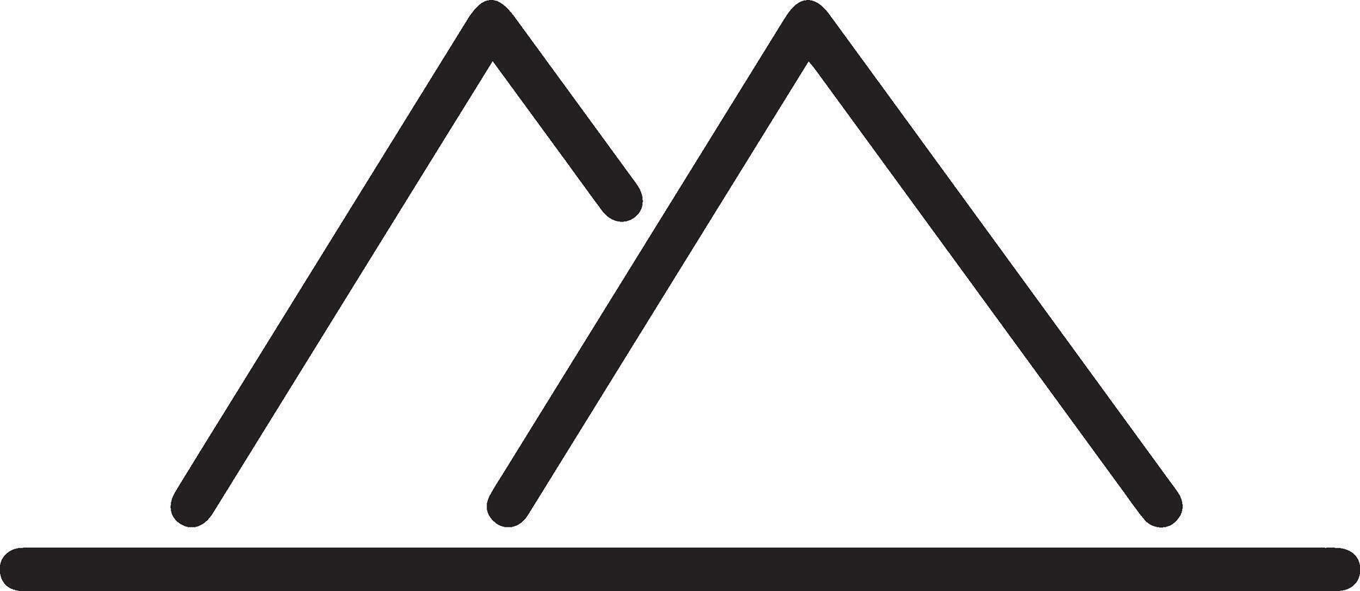 A mountain icon with a black line vector