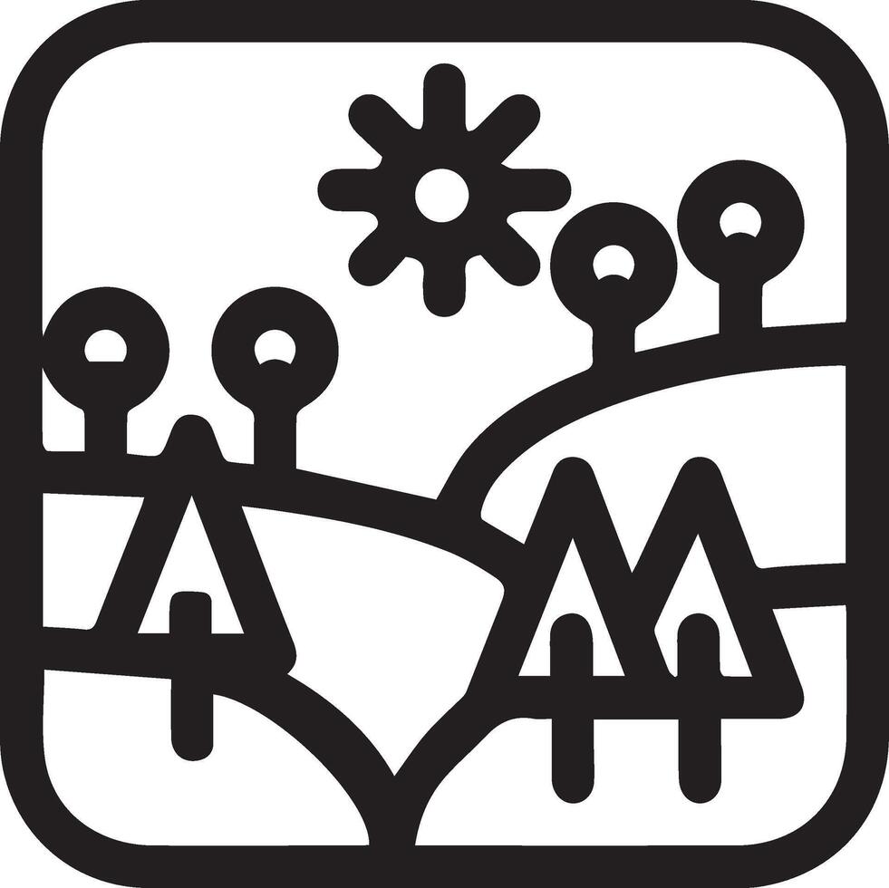 A black and white image of a mountain landscape vector