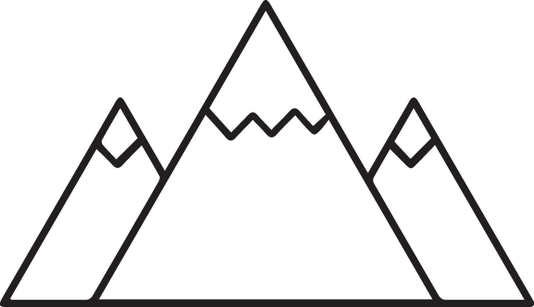 Mountain icon illustration clipart simple outline black and white vector