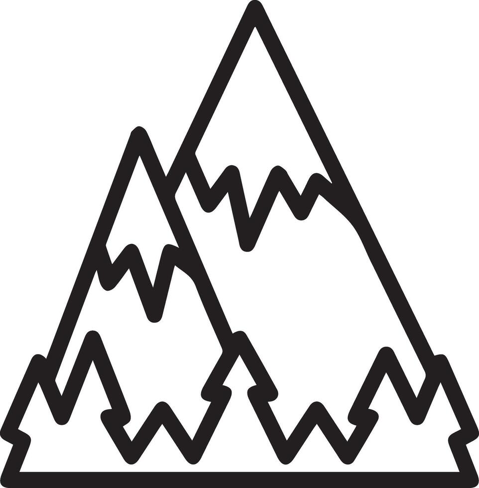 Mountain icon illustration clipart outline black and white vector