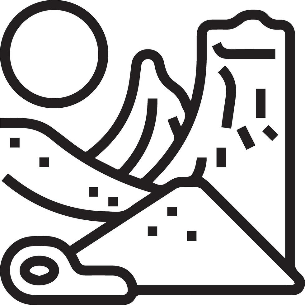 A black and white line drawing of a mountain vector