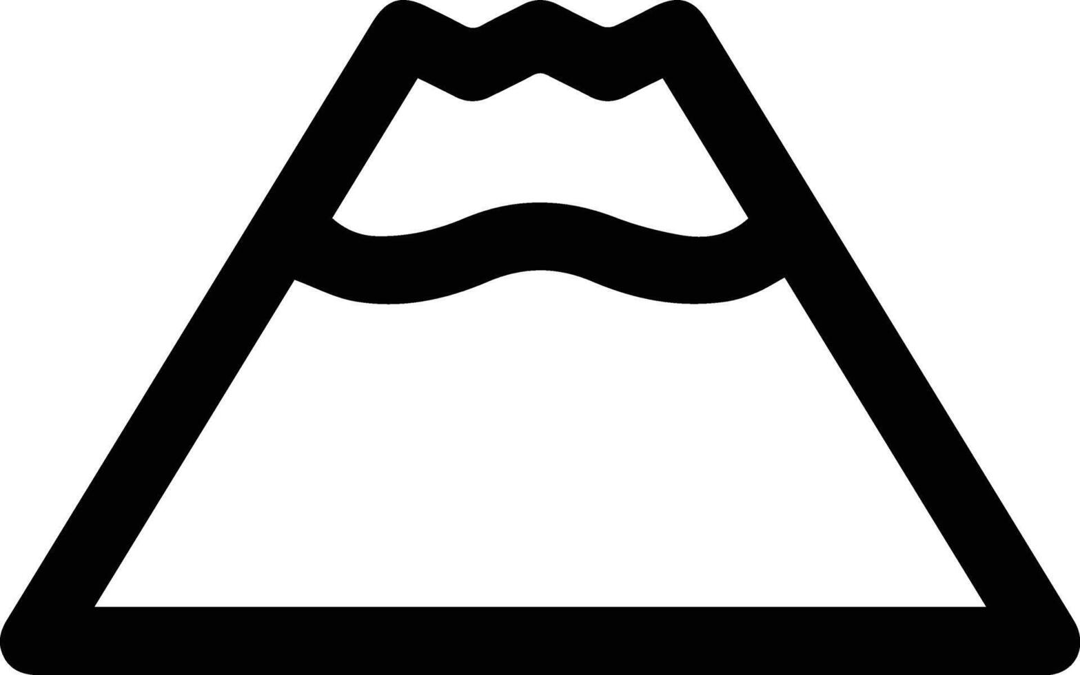 A mountain icon with a wave on top vector