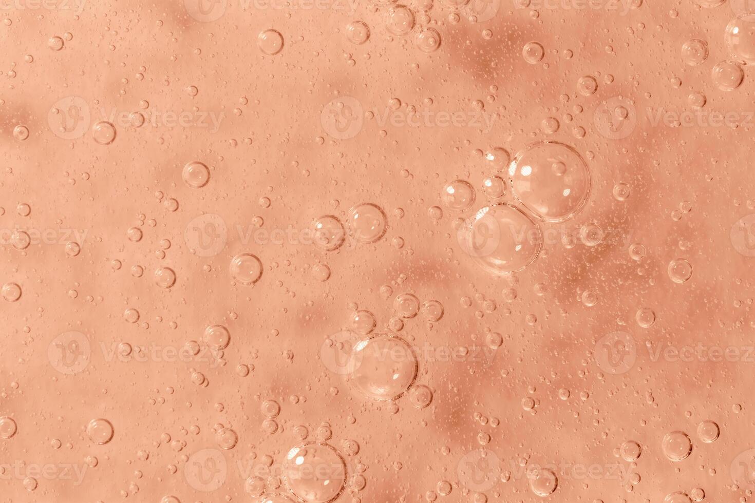 Mocha brown textured gel background with bubbles close up. Concept of cosmetic, medical and other laboratory research. Selective focus. Demonstrating color of 2025 year photo