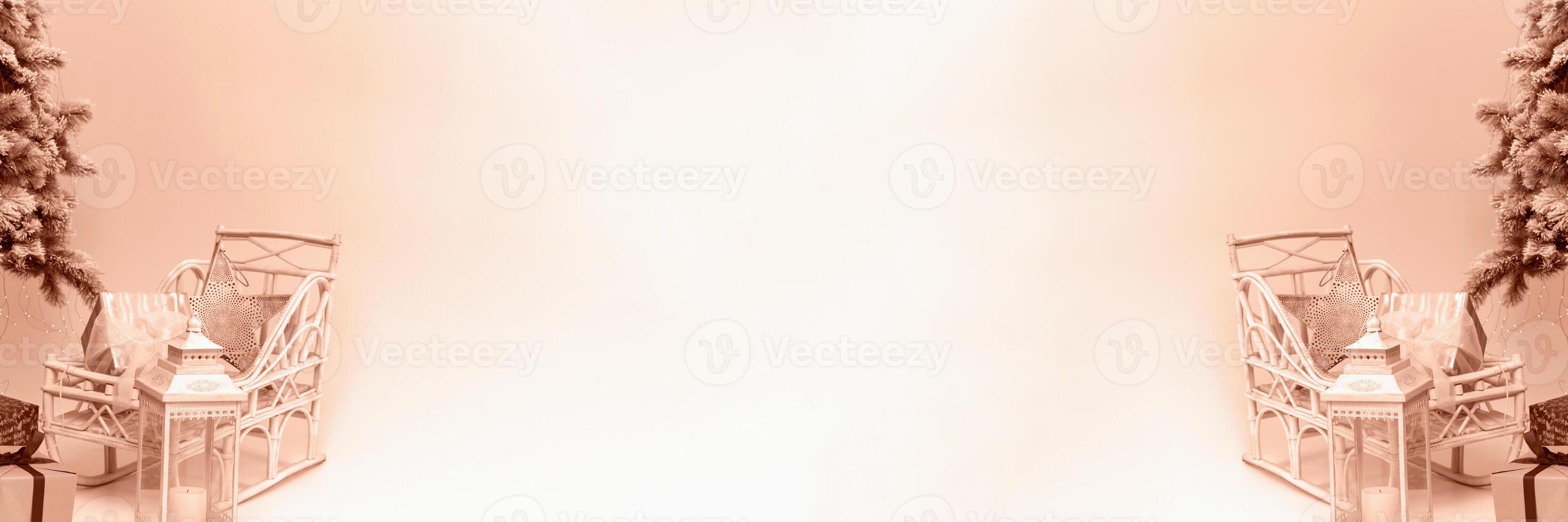 Christmas sleigh with gifts. Banner photo