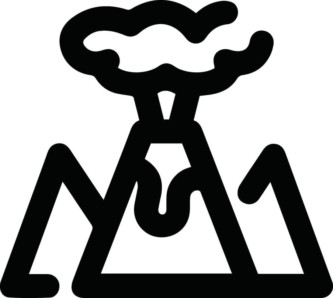 A black and white image of a mountain with smoke coming out of it vector