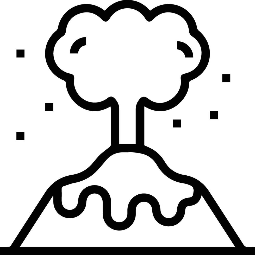 Volcano icon clipart illustration black and white outline vector