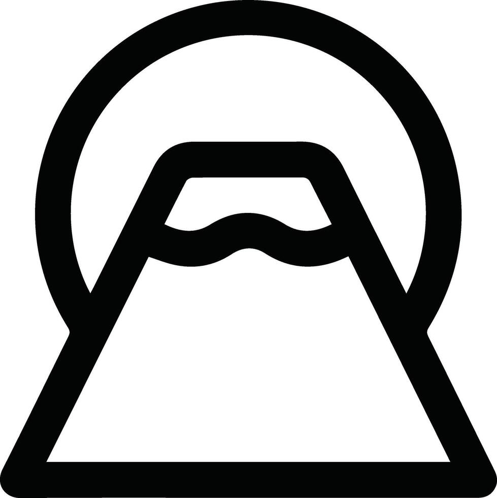 A black and white icon of a mountain vector