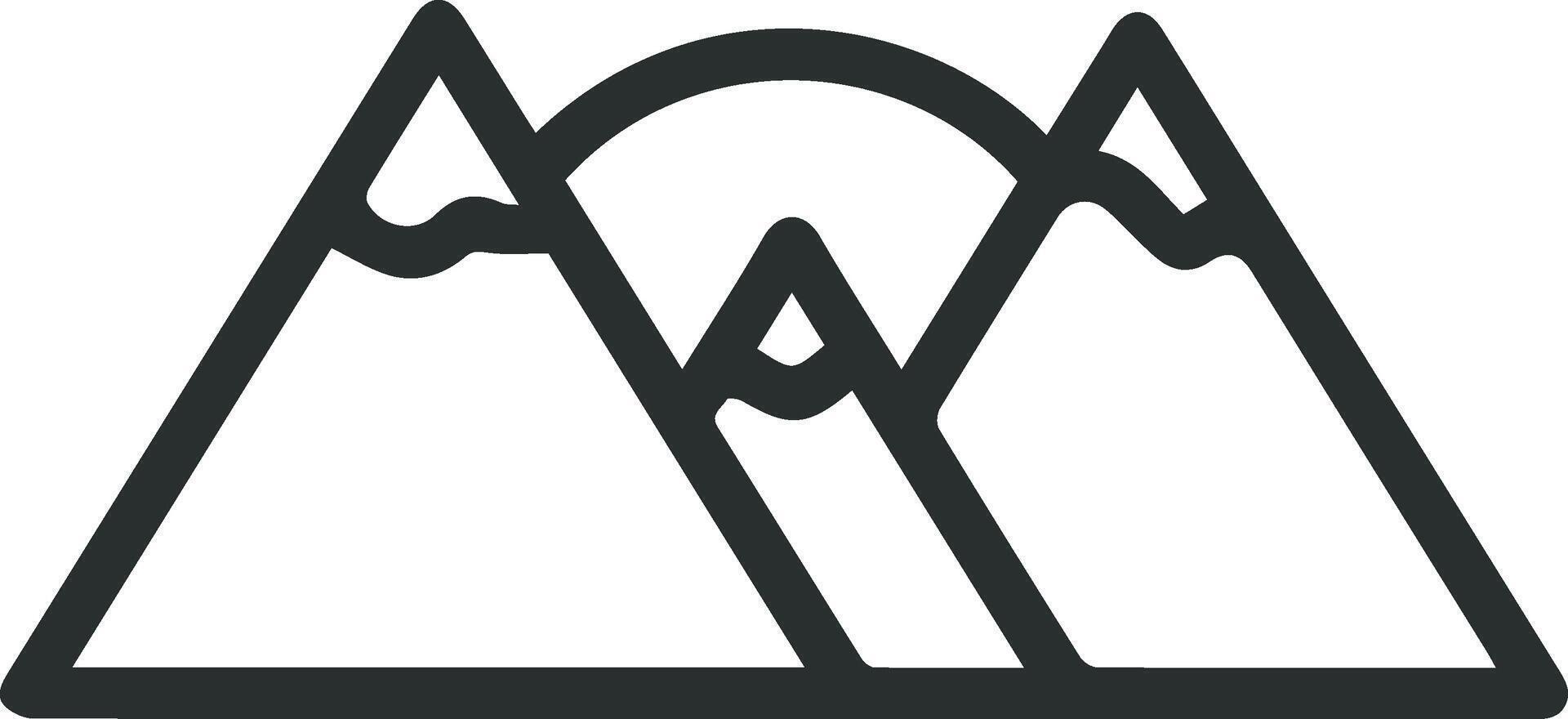 Mountain icon illustration clip art with black and white vector