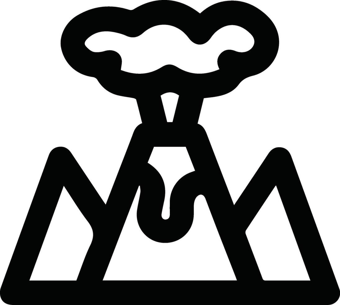 A black and white image of a mountain with smoke coming out of it vector