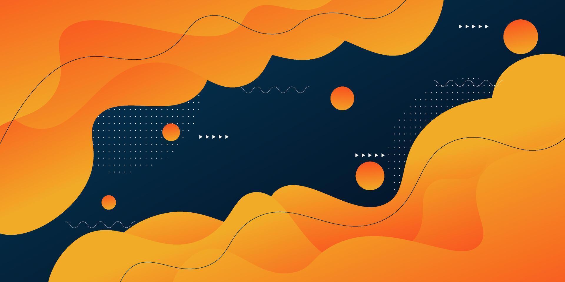Modern dark blue and orange geometric business banner design. Creative banner design with wave and line shape as template. Simple horizontal banner. Eps10 vector