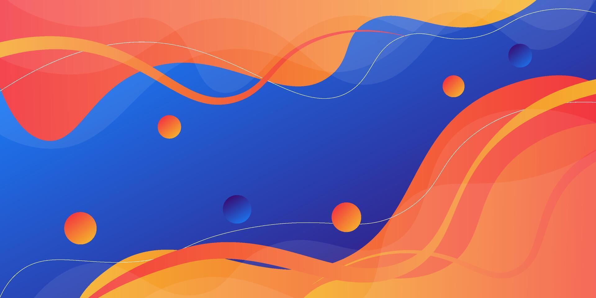 Orange and blue geometric business banner design. Creative banner design with wave shape and line background for template. Simple horizontal banner. Eps10 vector