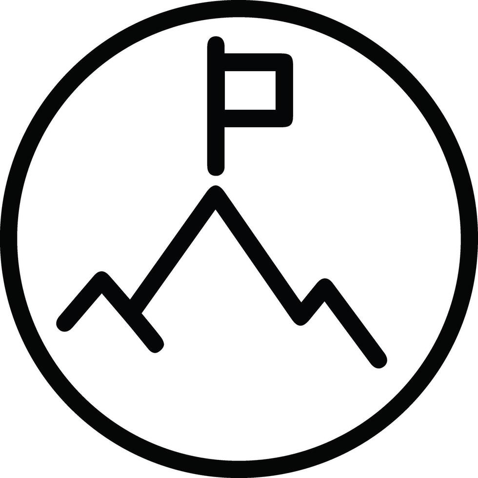 A black and white logo with a mountain and a flag vector