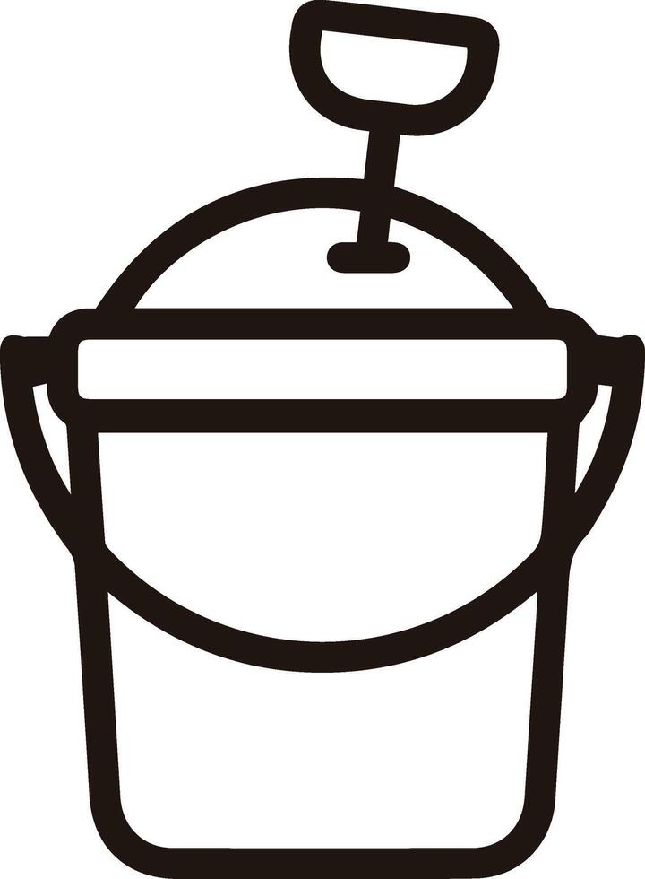 A bucket with a handle and a shovel vector