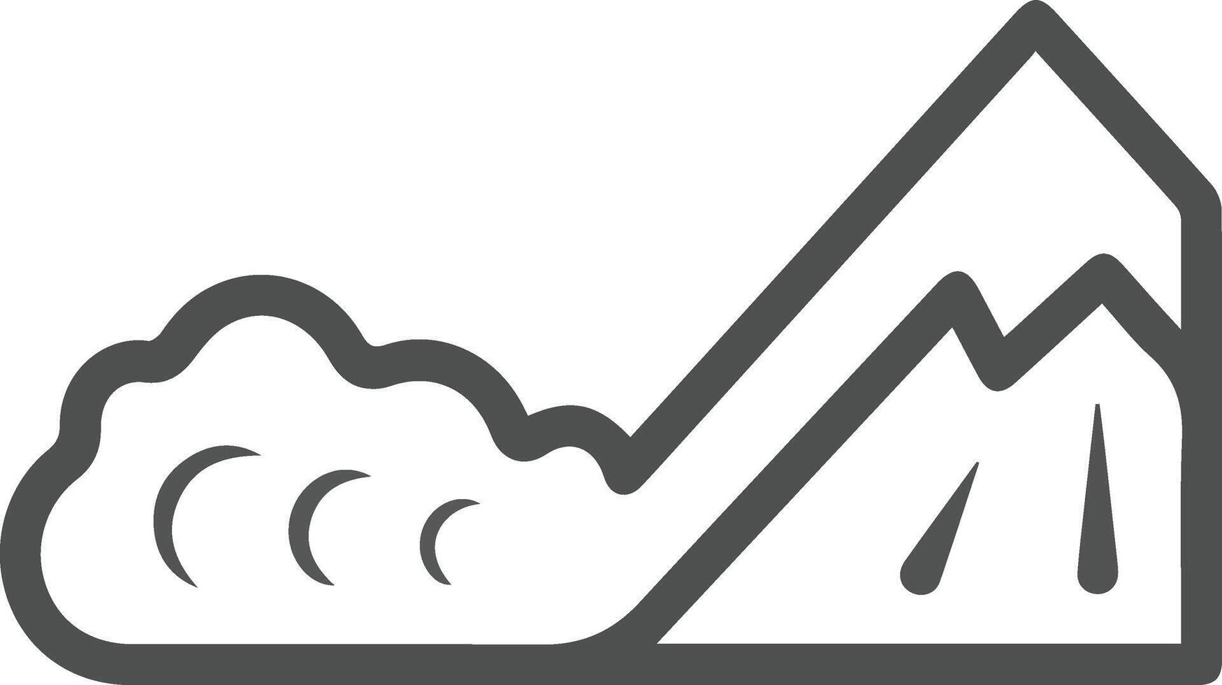 A graph line icon of a mountain with a rising curve vector