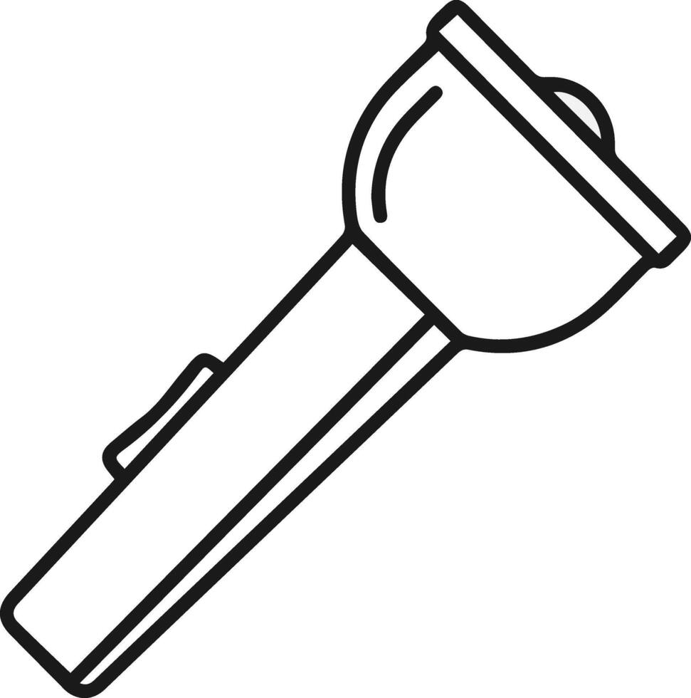 A black and white drawing of a flashlight vector