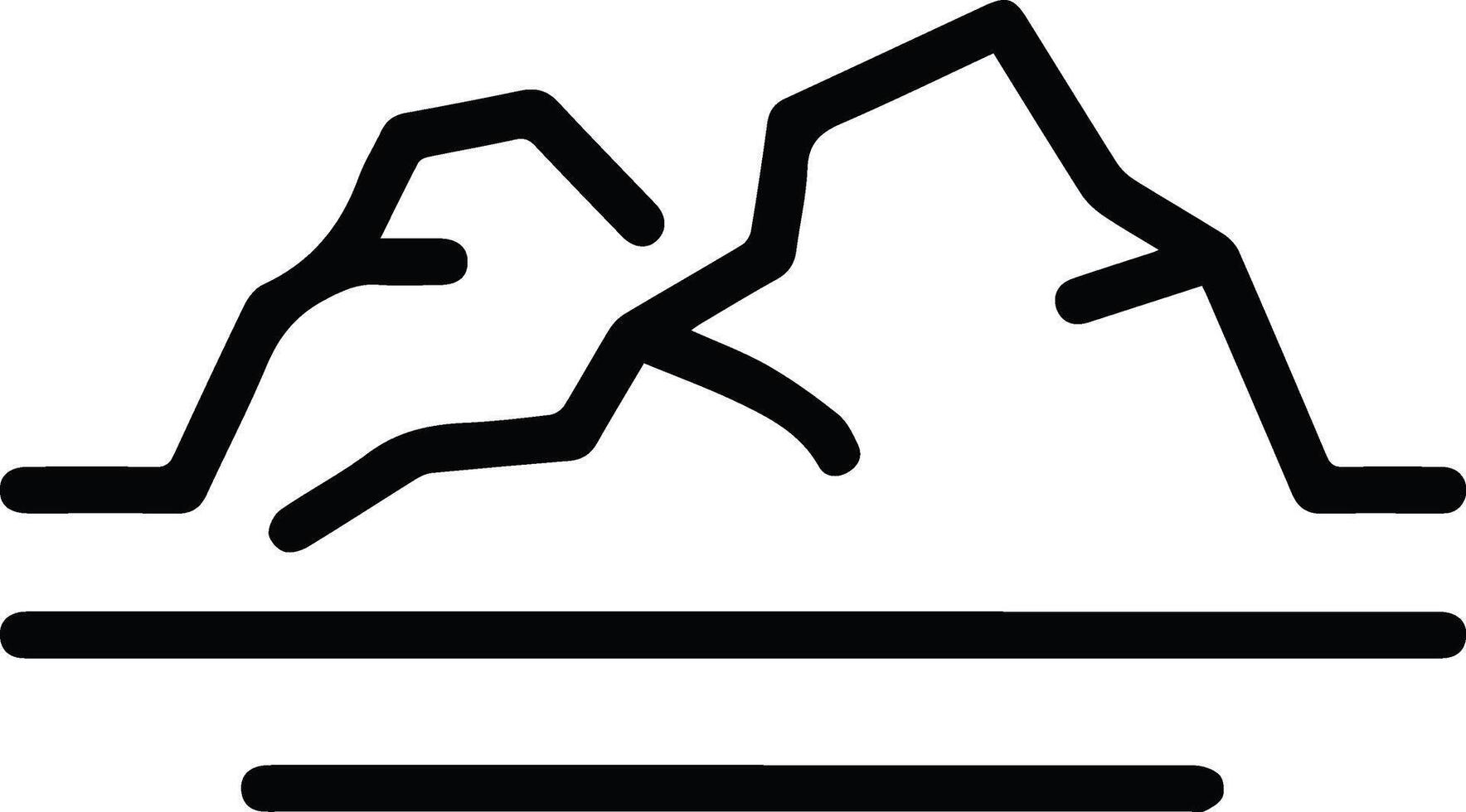 A mountain range is shown in black and white vector