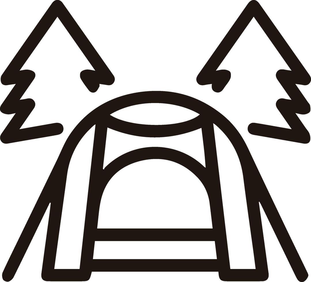A tent with trees and a sign that says camping vector