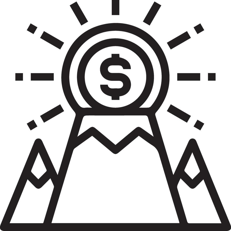 A mountain with a dollar sign on top vector