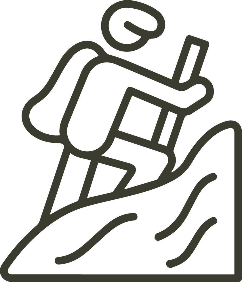 A man with a backpack on a mountain is climbing vector