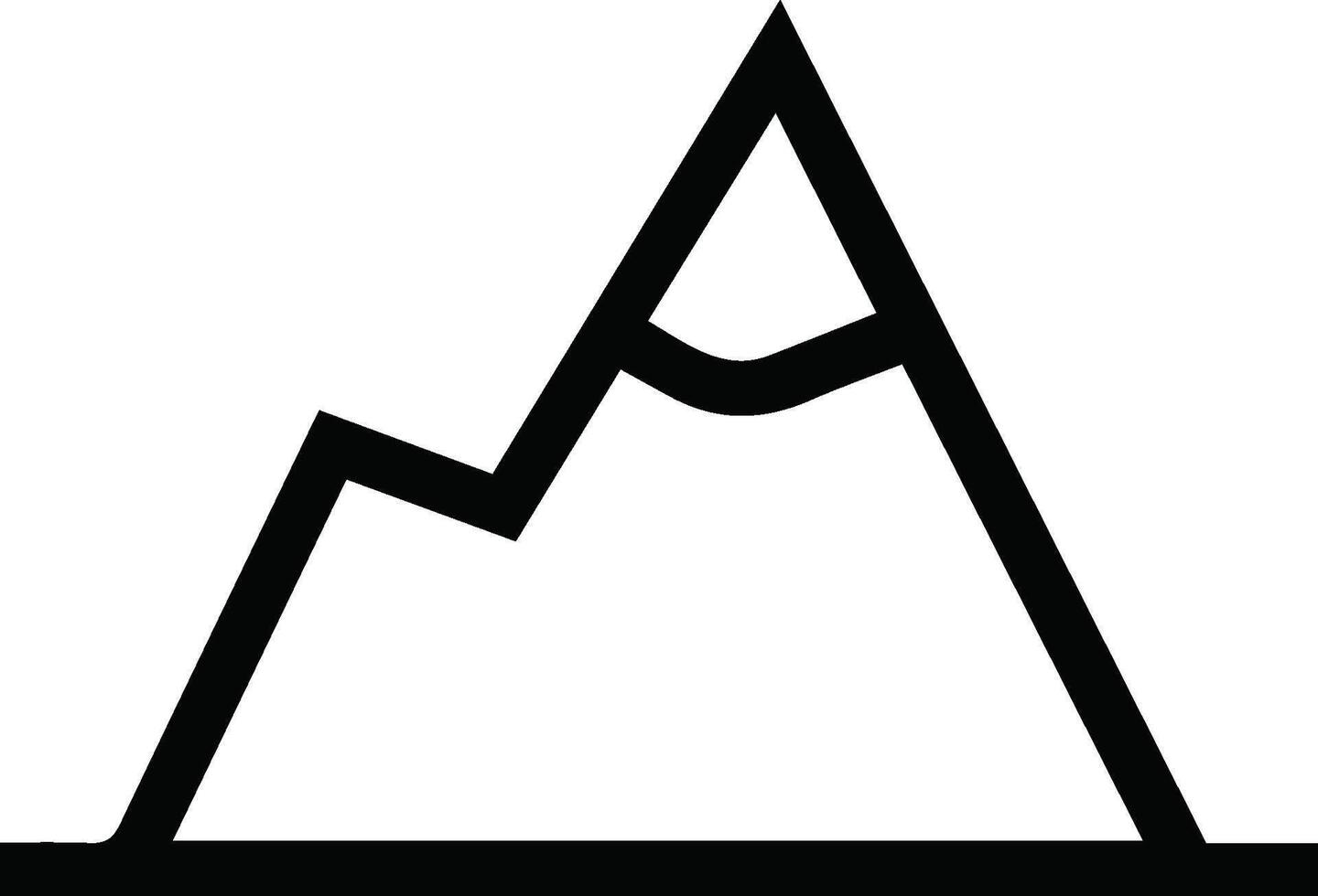 A mountain with a line drawn on it vector