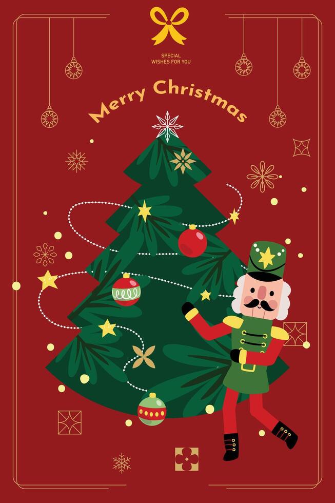 Christmas Greeting Card Cover Template Print vector