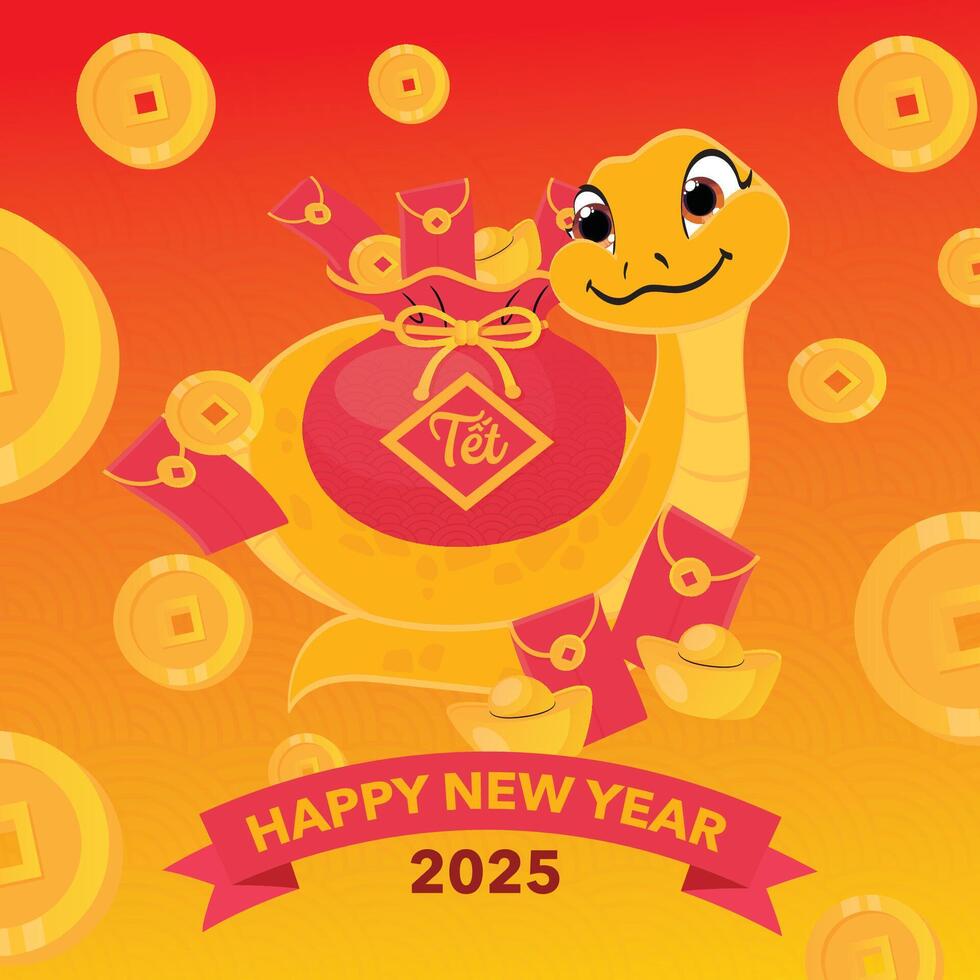 Wealthy snake holding coin and gold vector