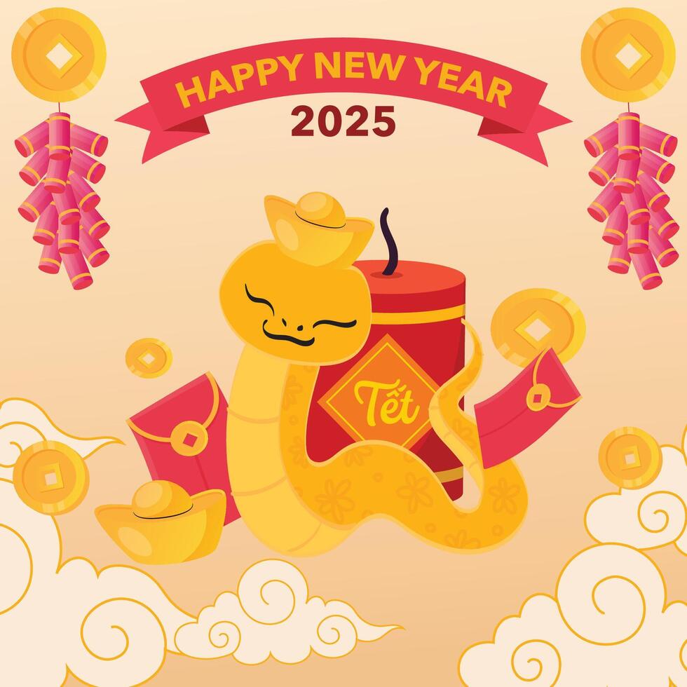 Golden snake in the wealthy coins bag vector