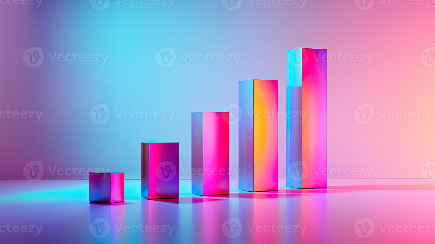 A colorful bar graph with a rainbow background photo