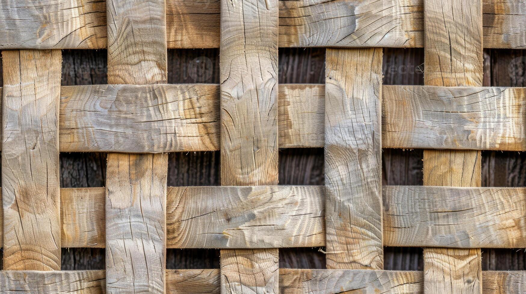 A close up of a wooden fence with many different types of wood photo